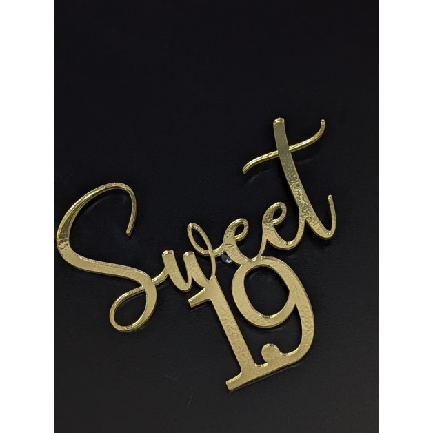 Топер пластик 120 "Sweet 19"-золото  