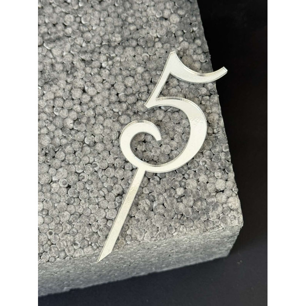 Топер пластик "5"-срібло