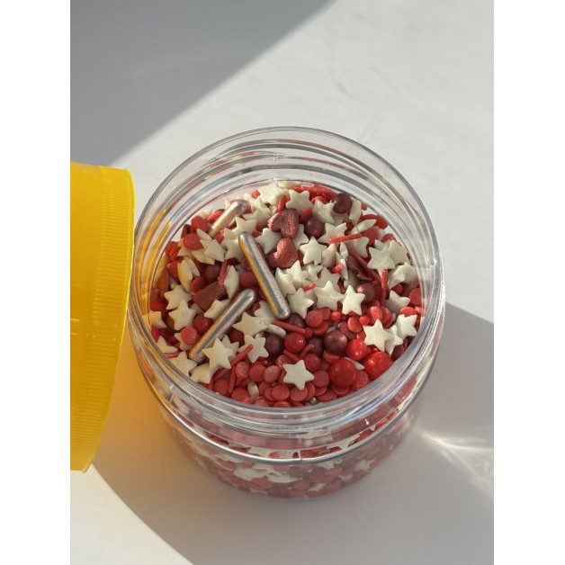 Посипка мікс з серцями червоний 100 грам