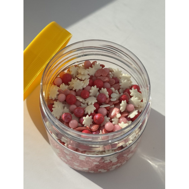 Посипка мікс з серцями рожевий 100 грам