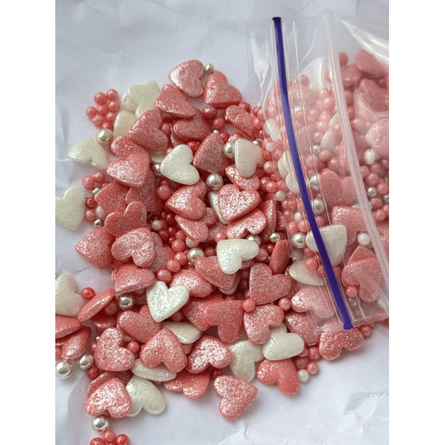 посипка перламуировий мікс з серцями №2 15 грам