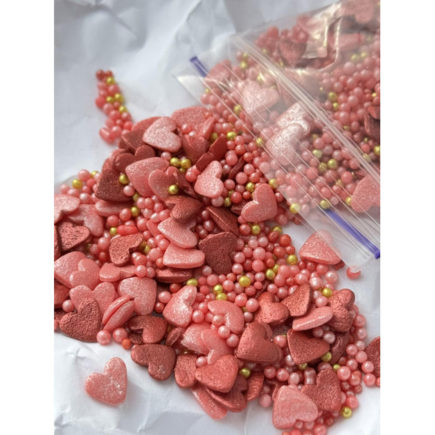 посипка перламутровий мікс з серцями №3 50 грам