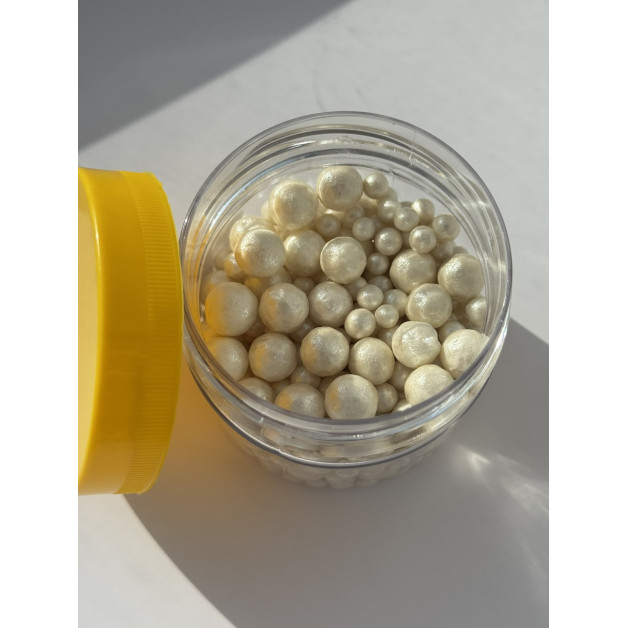 посипка перлини білі 2-10 мм 100 грам