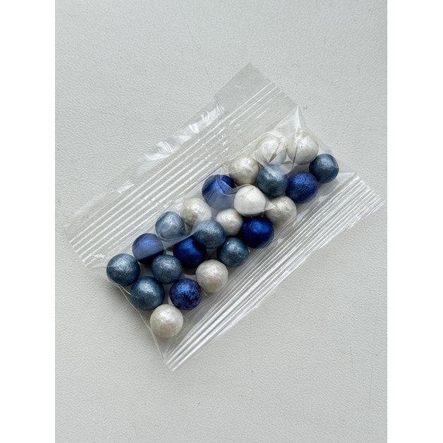 посипка перлини мікс (сині-білі-сірі) 1 см  0,5 см 20 грам