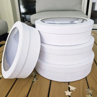 Коробка для зефіру подар. 20 см біла-6 см висота 