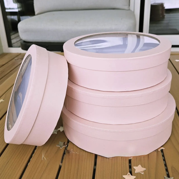 Коробка для зефіру подар. 22 см св-пудра6 см висота-