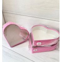 Коробка для зефіру подар. серце 25 см рожева