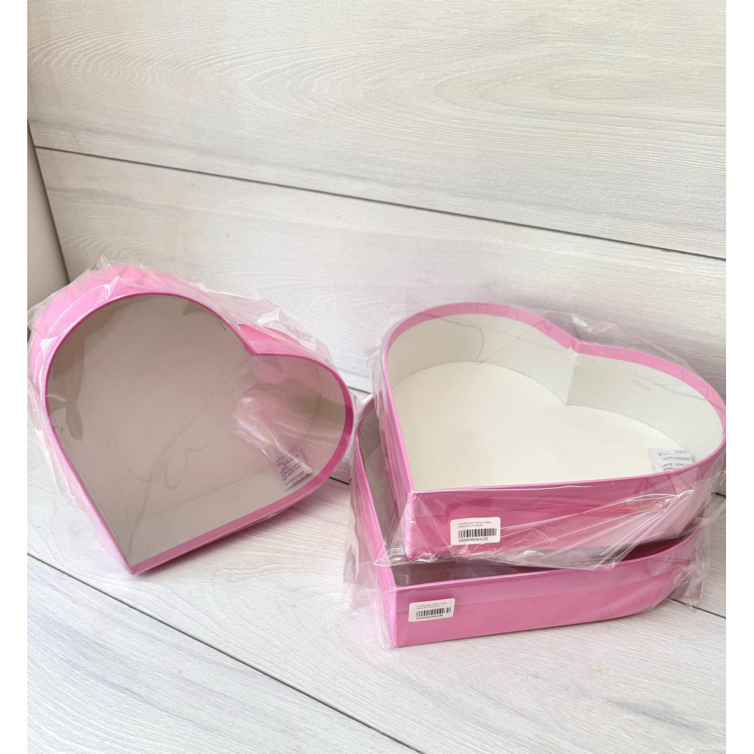 Коробка для зефіру подар. серце 28 см рожева