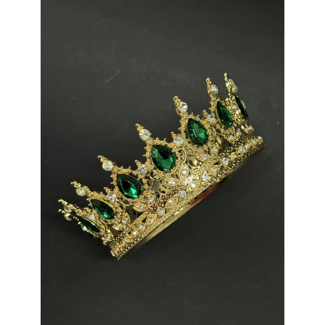 Корона 12 см золота зелене каміння №2