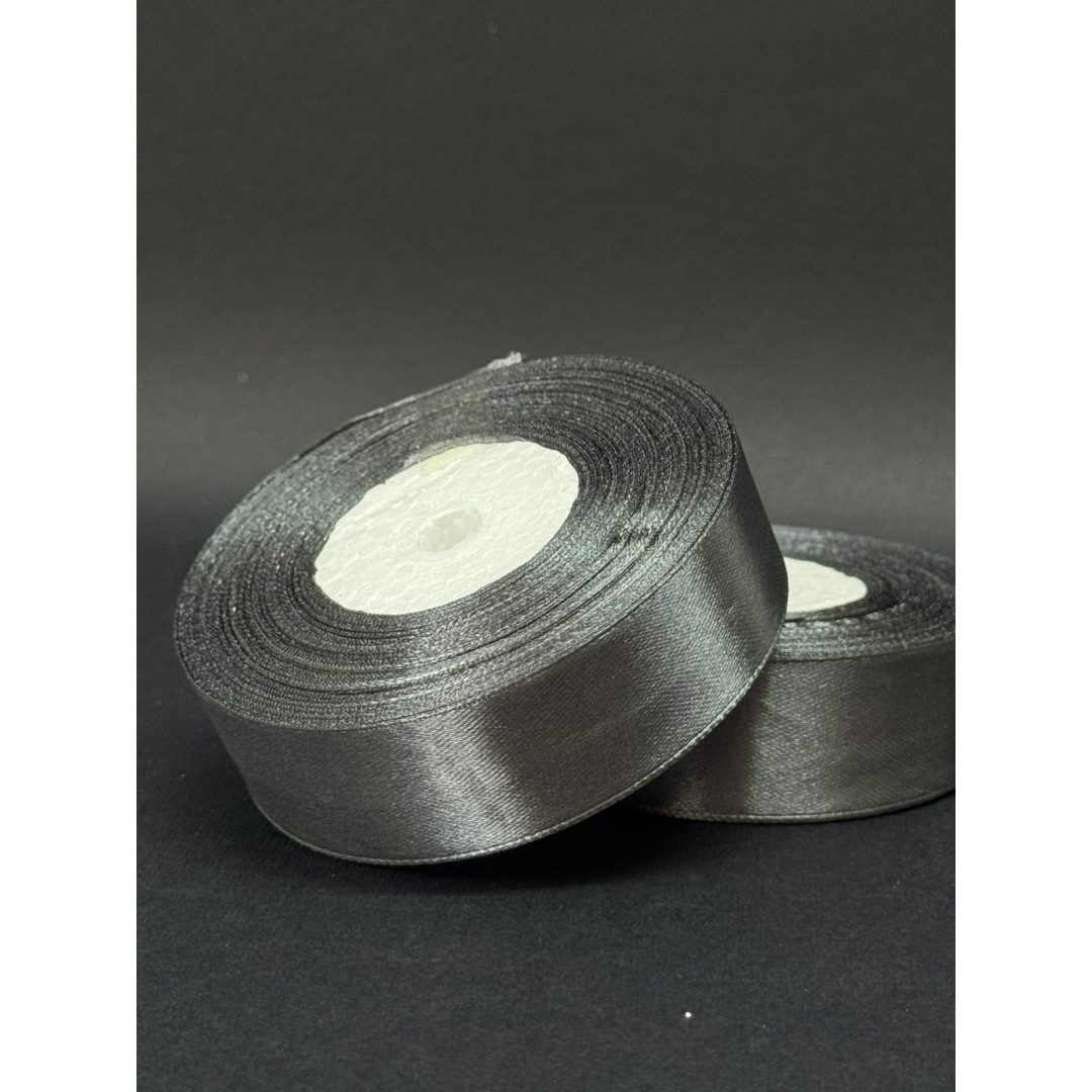 Лента атлас 2,5 см графітний (03) 32 м