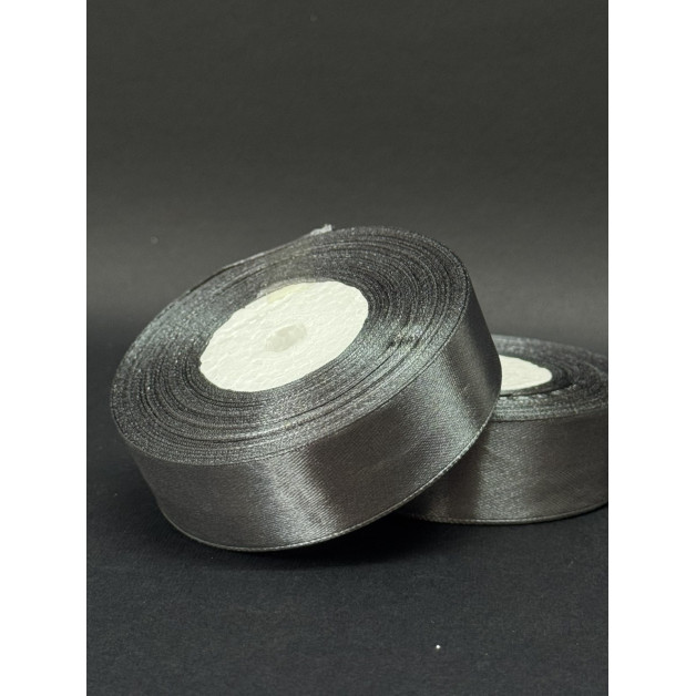 Лента атлас 2,5 см графітний (03) 32 м
