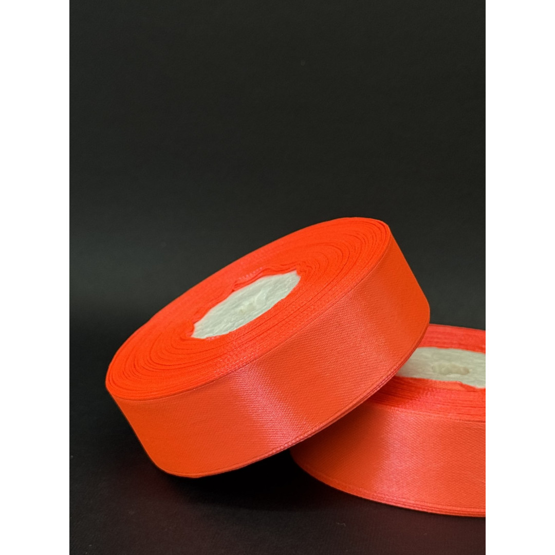 Лента атлас 2,5 см яскраво-оранжевий (23) 32 м