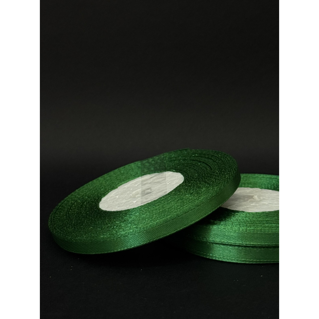 Лента атлас 0,6 см зелена (19) 30 м