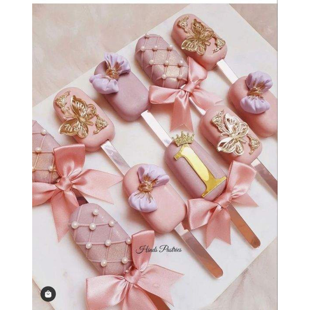 Палички для морозива 114мм 10 шт акрил рожевий