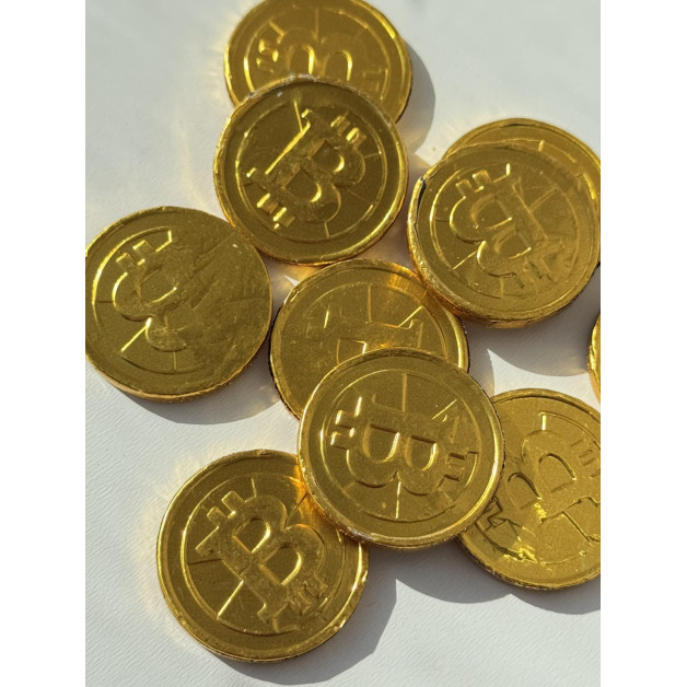 Шоколадні монети біткоїни (круглі) 10 шт