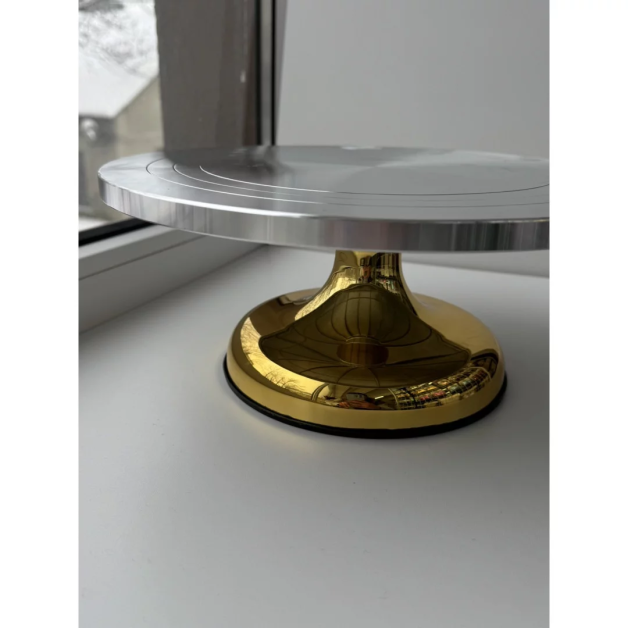 підставка поворотна металева металік золотий діам 30 см