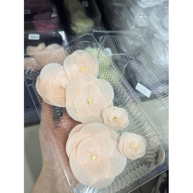 Набір "Вафельні квіти сусальна серединка" персикові 9 шт