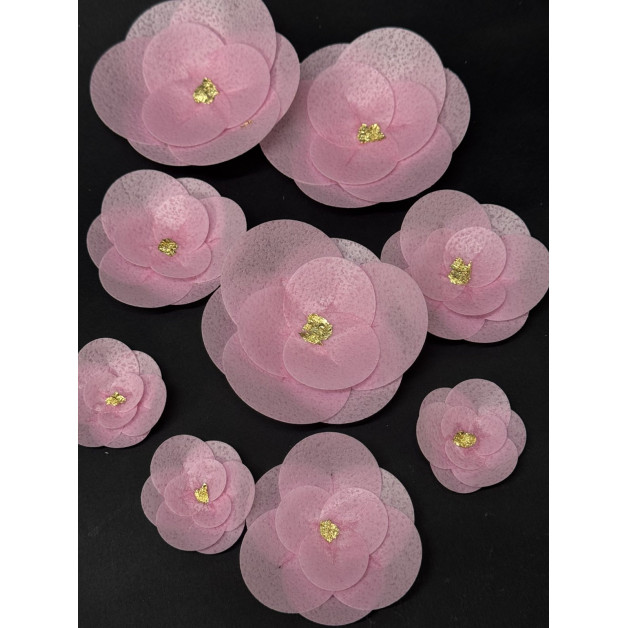 Набір "Вафельні квіти сусальна серединка"рожеві 9 шт