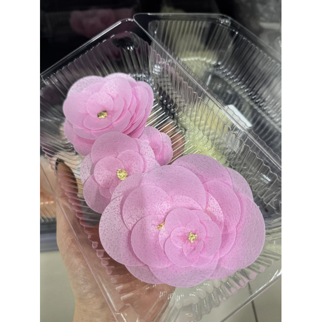 Набір "Вафельні квіти сусальна серединка"рожеві 9 шт