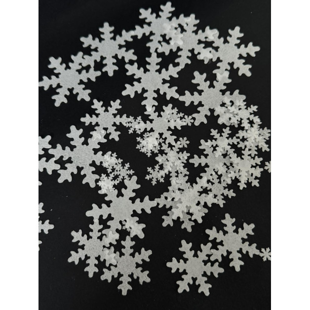 Набір вафельні сніжинки 50 шт(  5; 3;  2.5; 1.6; 0.8 см )