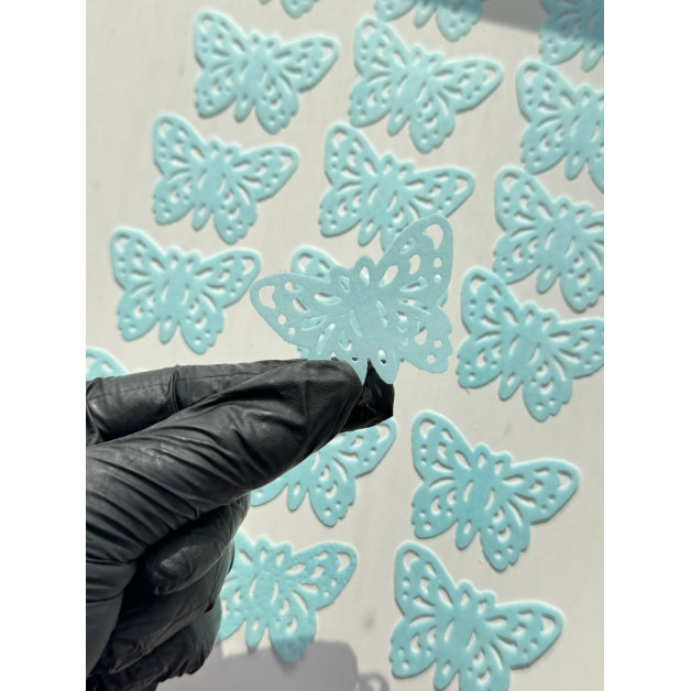 Вафельні метелики ажурні блакитні 20 шт