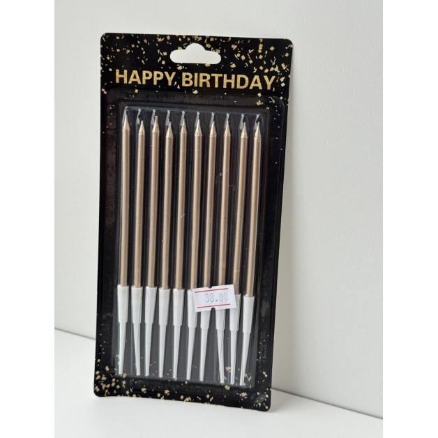 Свічки 10 шт прямі гладкі шампань хром