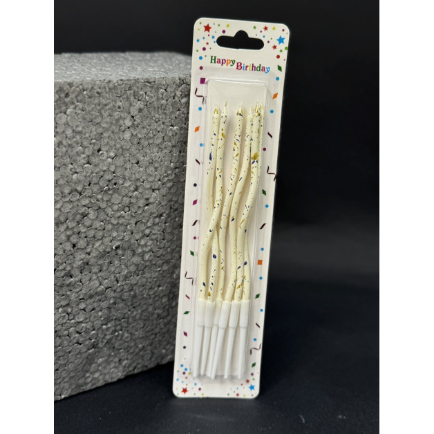 Свічки 6 шт коктельні мікс з золотими бризгами