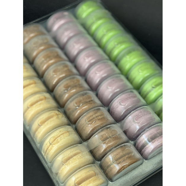 Макаронс кришечки мікс (коричневі-білі-фіолетові-зелені) 36 шт