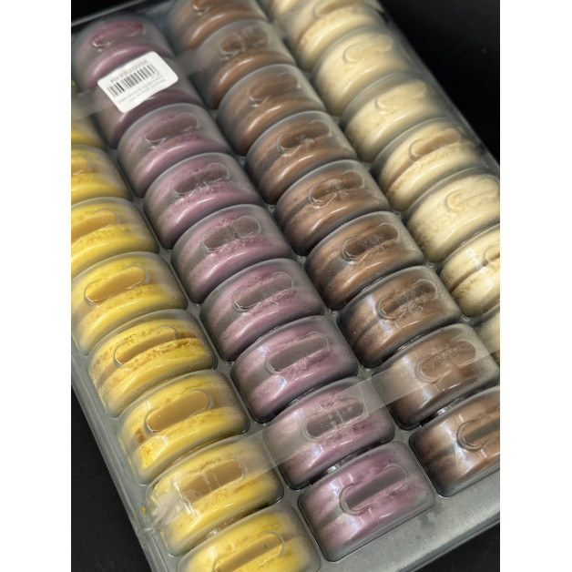 Макаронс кришечки мікс (коричневі-білі-фіолетові-жовті) 36 шт