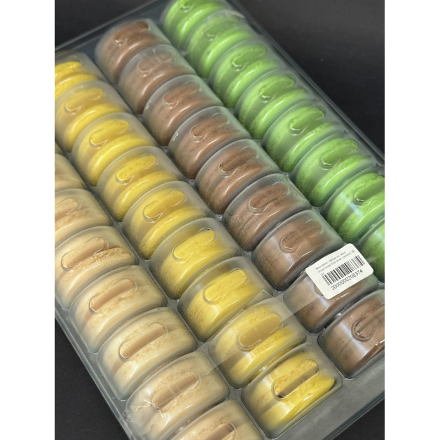 Макаронс кришечки мікс (коричневі-білі-жовті-зелені) 36 шт