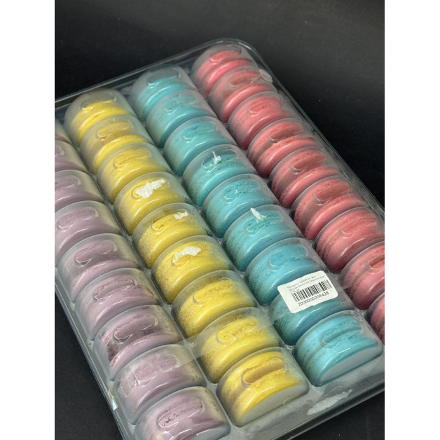 Макаронс кришечки мікс (рожеві-фіолетові-блакитні-жовті) 36 шт