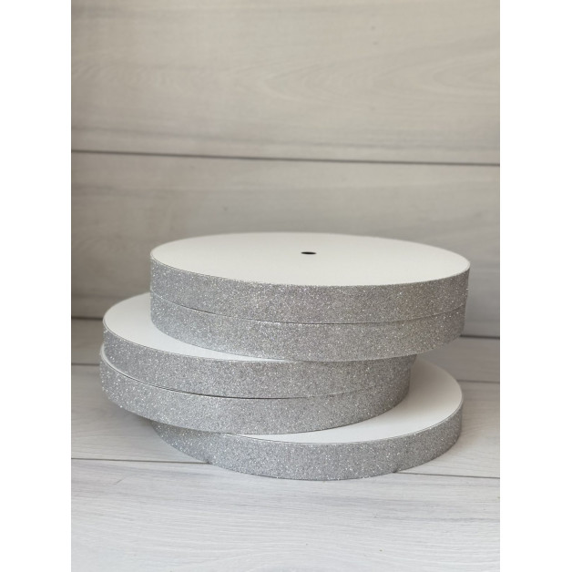 Підложка сендвіч глітер срібна h2,5 d25см