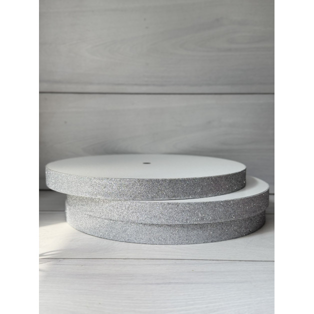 Підложка сендвіч глітер срібна h2,5 d30см