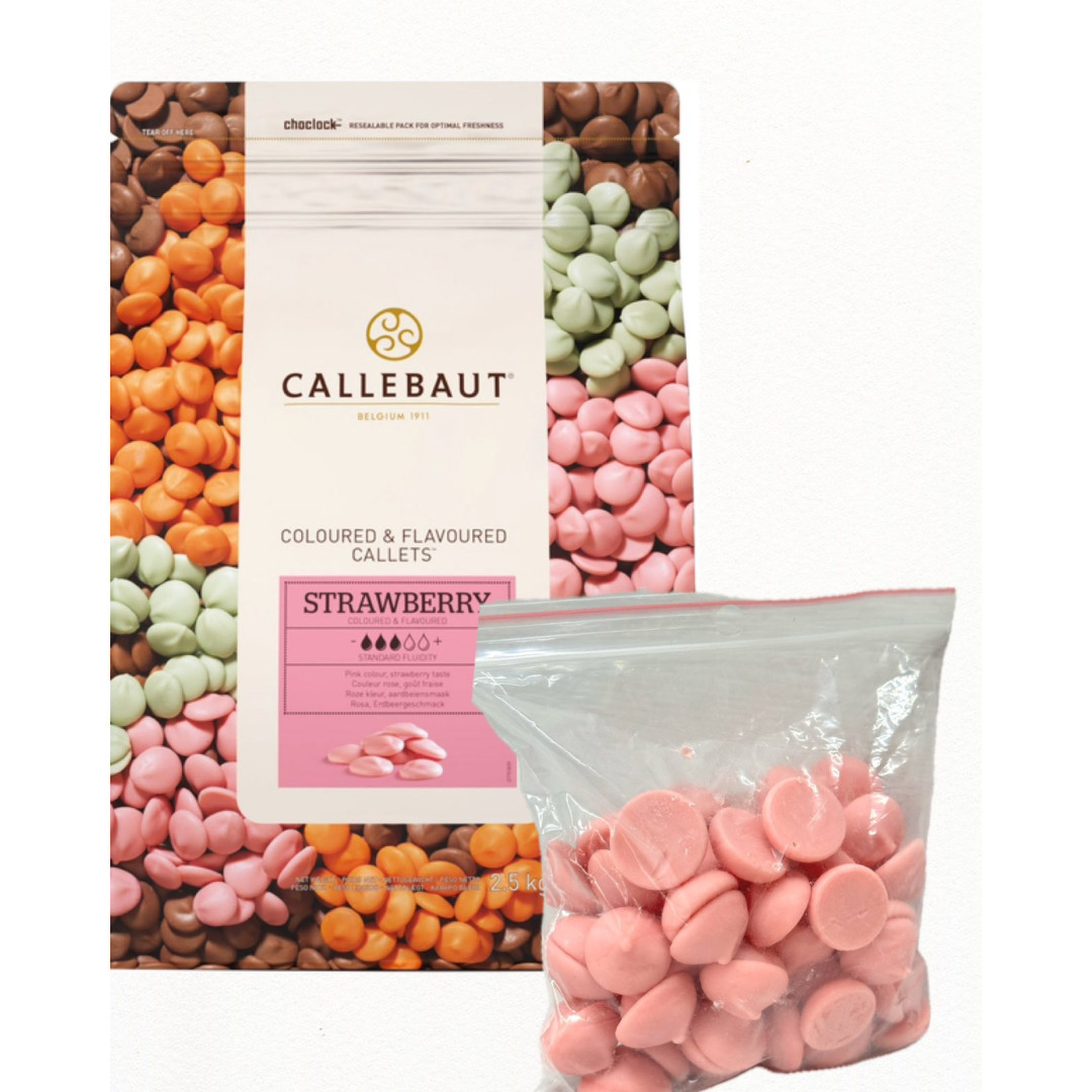 шоколад Callebaut рожевий (полуниця) 0.100 г на основі білого шоколаду 30%