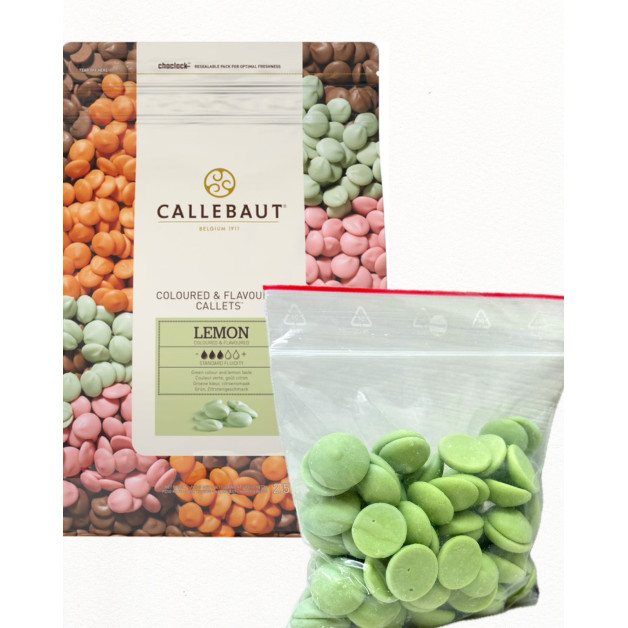 шоколад Callebaut зелений (лимон) 0.100г на основі білого шоколаду 27,5%