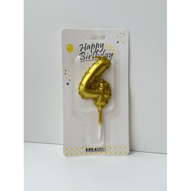 Свічка цифра золота пов.кулька "4"