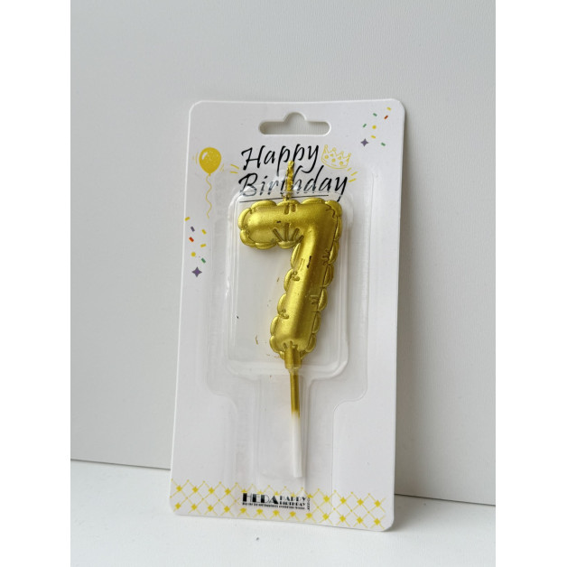 Свічка цифра золота пов.кулька "7"