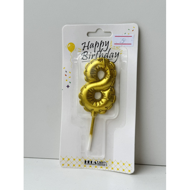 Свічка цифра золота пов.кулька "8"