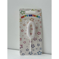 Свічка цифра біла 0