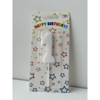 Свічка цифра біла 1