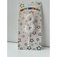 Свічка цифра біла 3