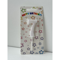 Свічка цифра біла 7