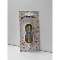 Свічка цифра біла сріб-зол глітер 8