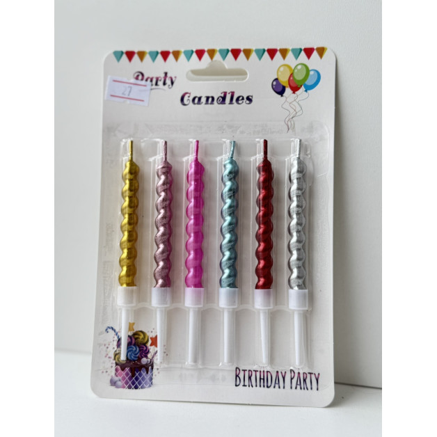 Свічки 6 шт спіраль асорті хром