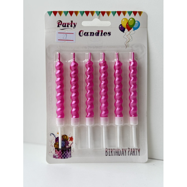 Свічки 6 шт спіраль рожеві хром