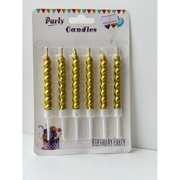 Свічки 6 шт спіраль золото хром