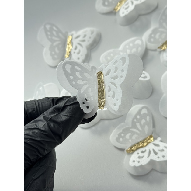 Набір "Вафельні метелики двошарові ажурні" 9 шт білі