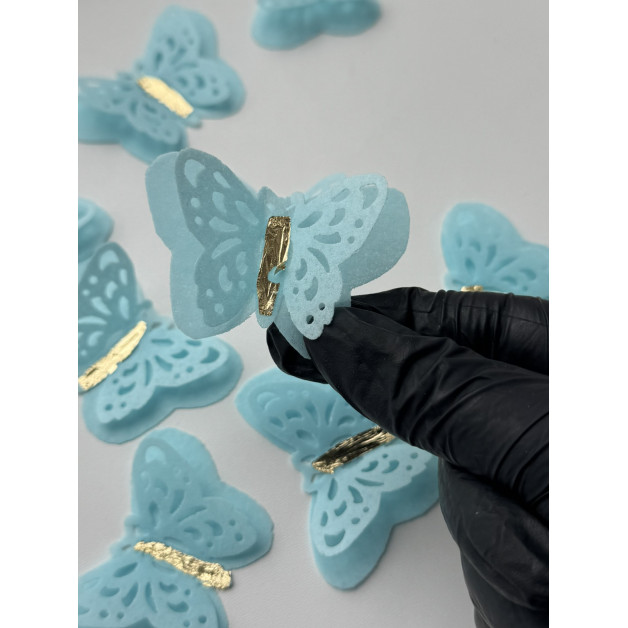 Набір "Вафельні метелики двошарові ажурні" 9 шт блакитні