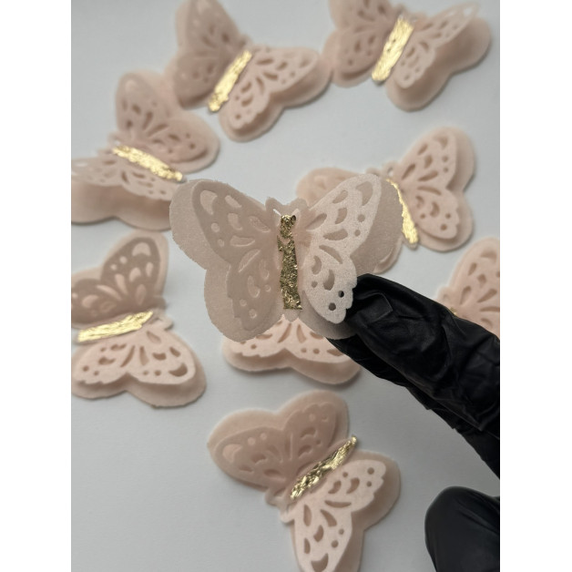 Набір "Вафельні метелики двошарові ажурні" 9 шт персикові