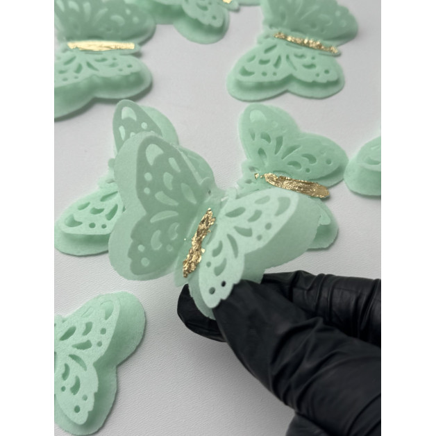 Набір "Вафельні метелики двошарові ажурні" 9 шт зелені